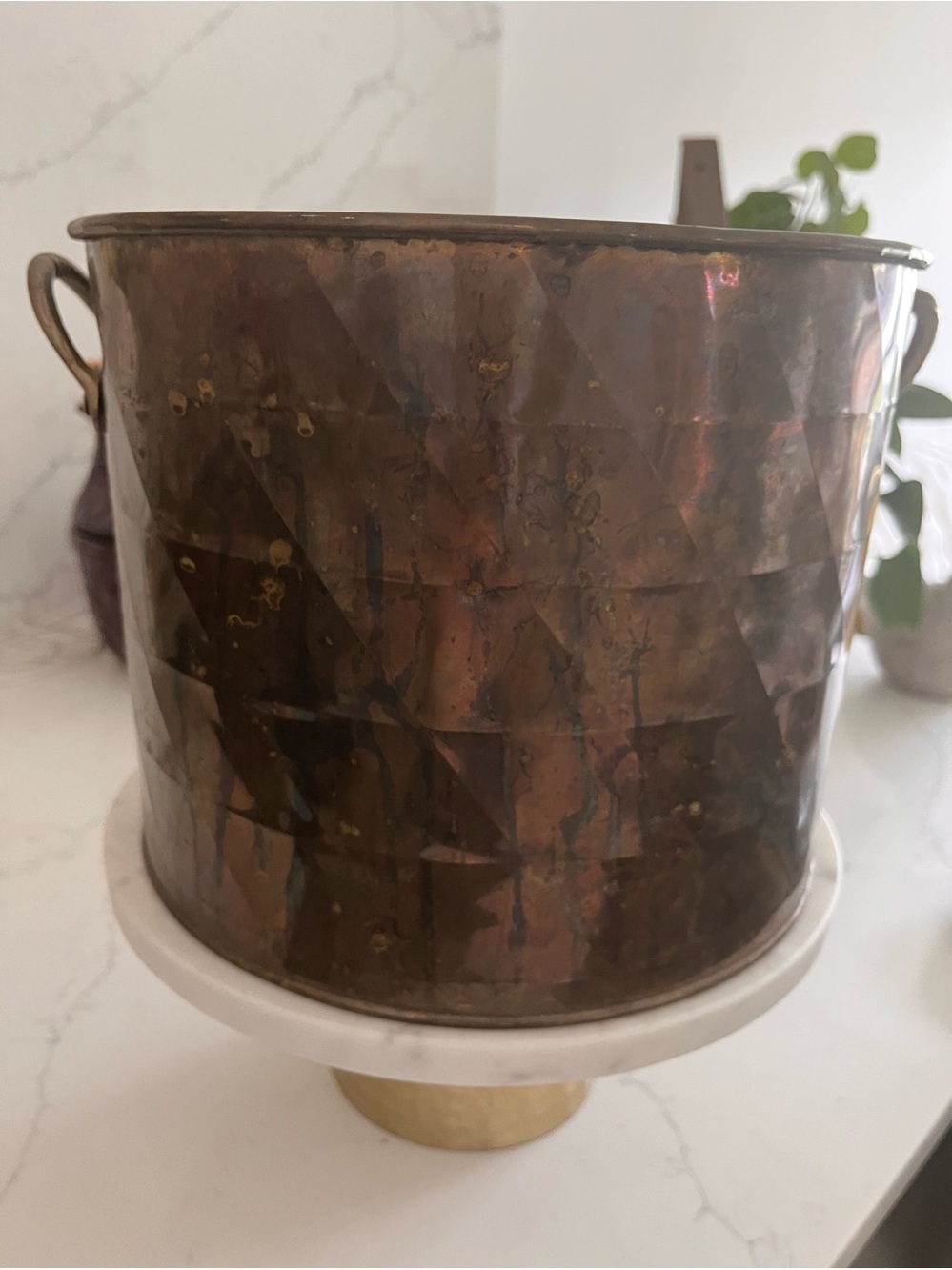 Vintage Hammered Copper Planter Cachepot Pot Large Rustic